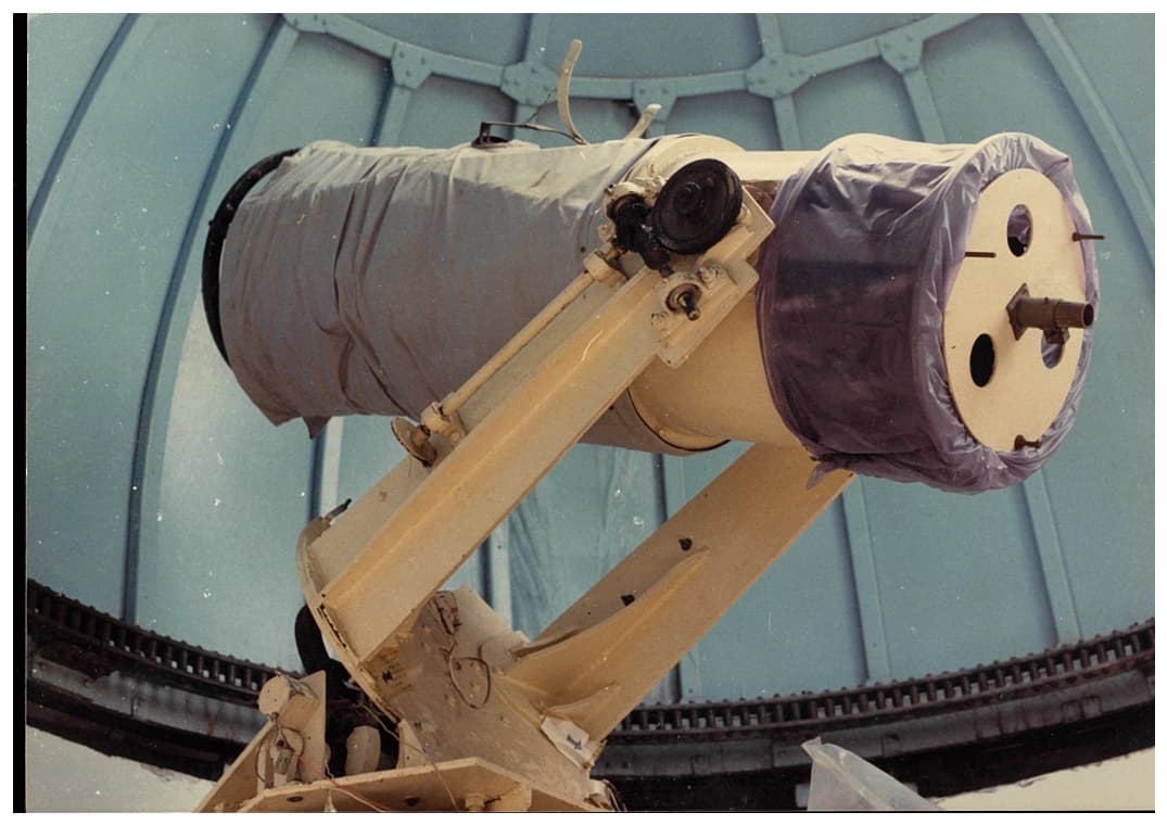 16-inch handmade Cassegrain reflector with open fork mount.